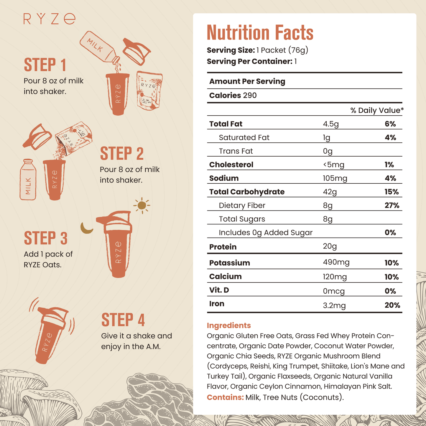 Mushroom Overnight Oats Pack (28 Servings) - Y3G3