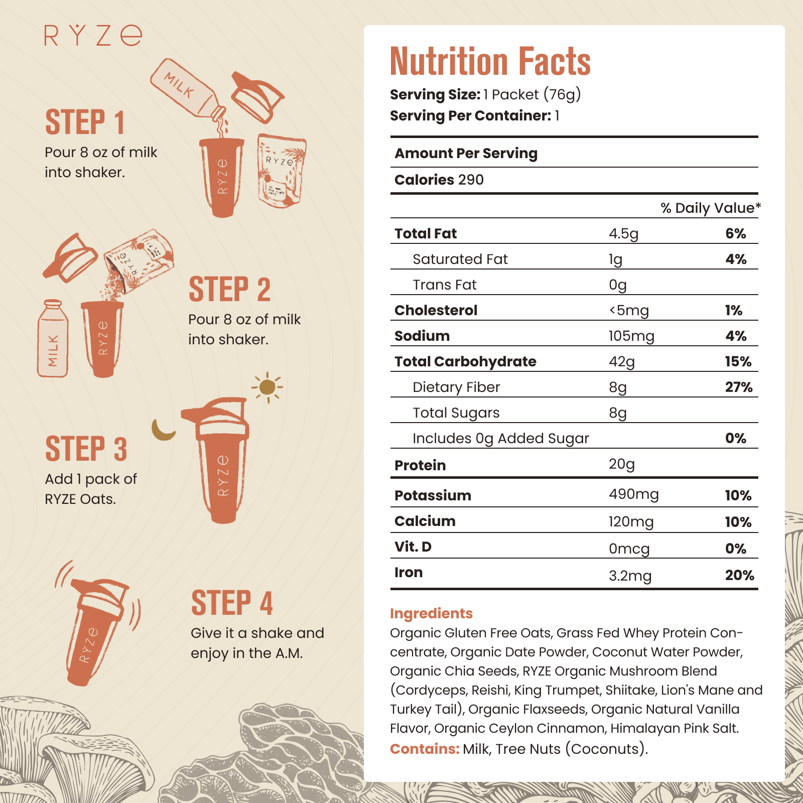 Mushroom Overnight Oats Pack (28 Servings) - Y3G3