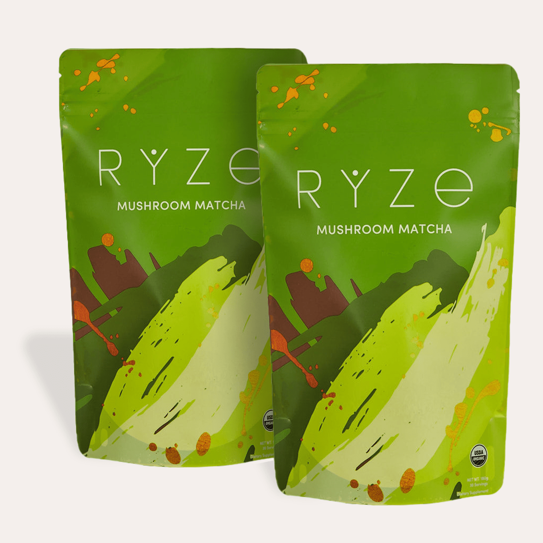 RYZE Mushroom Matcha - with 6 Organic Adaptogenic Mushrooms Grown In USA and Ceremonial-Grade Japanese Matcha - Q6AG